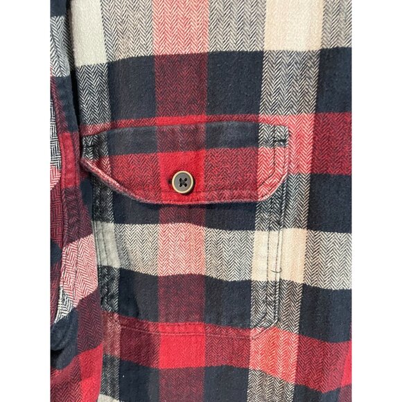 Mens Jachs Red & Navy Plaid Long Sleeve Cotton Button-Up Shirt Size L - Picture 4 of 11